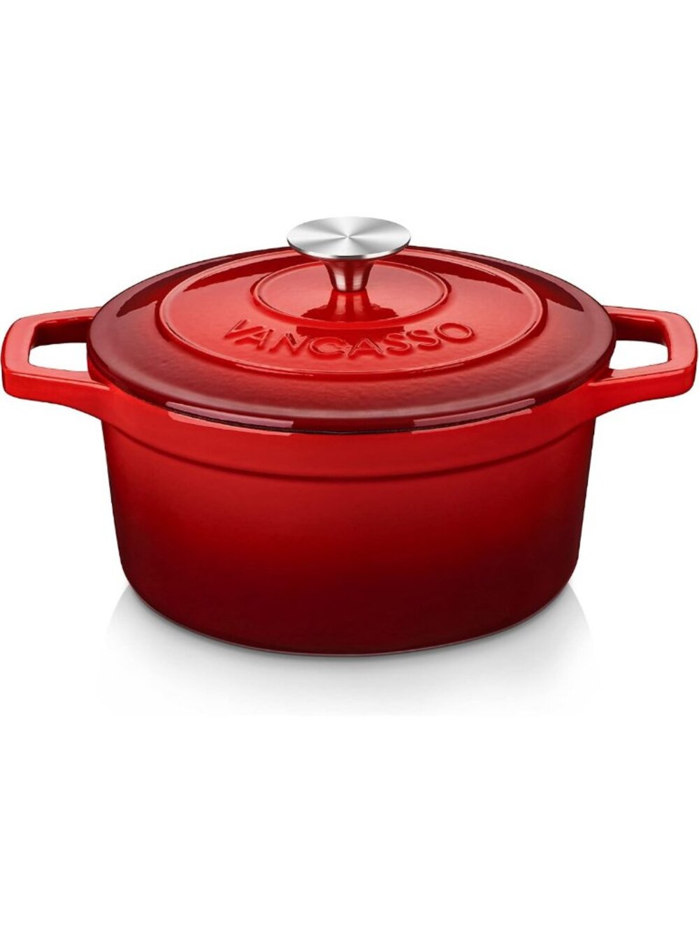 3.5 Qt Enameled Cast Iron Dutch Oven with Lid & Handles - Red, Perfect for